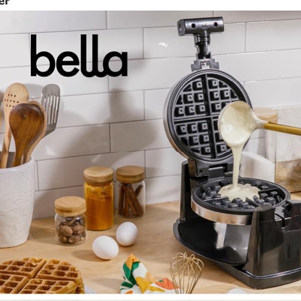 bella Classic Rotating Belgian Waffle Maker with Nonstick Plates